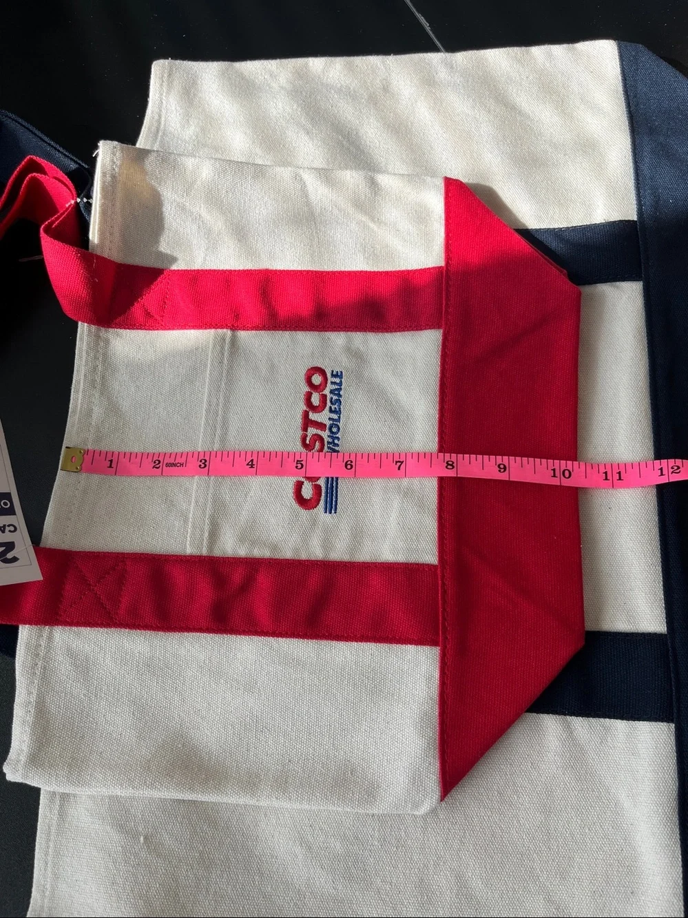 Costco Japan Canvas Tote Bags, Set Of 2 (1 LG Blue trim, 1 SM Red trim), NWT - Picture 9 of 12